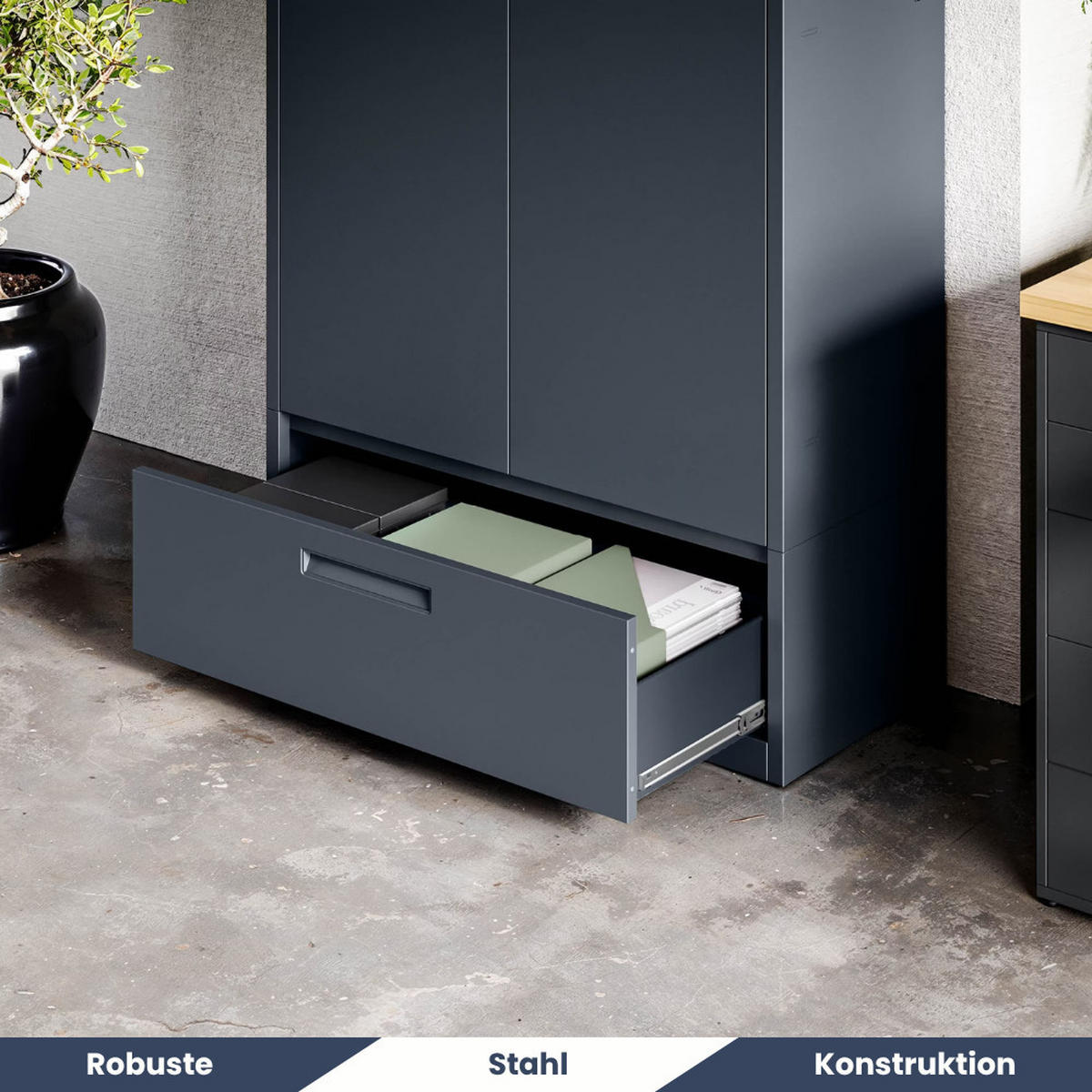 METALLSCHRANK mit Einzel-Schublade MEGAN 195x90x40cm Anthrazit - Anthrazit, Metall (90/195/40cm) - Jan Nowak