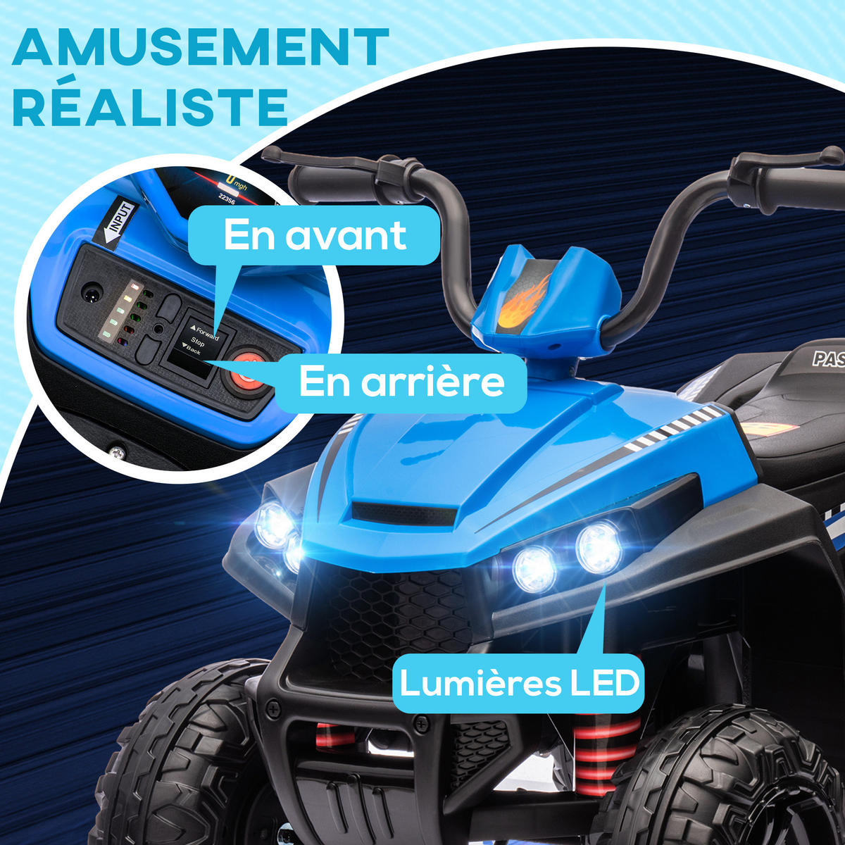 ELEKTRO-QUAD DE-13125 2 Motoren Blau - Blau, Kunststoff (85/55.5/62cm) - ComfortXL