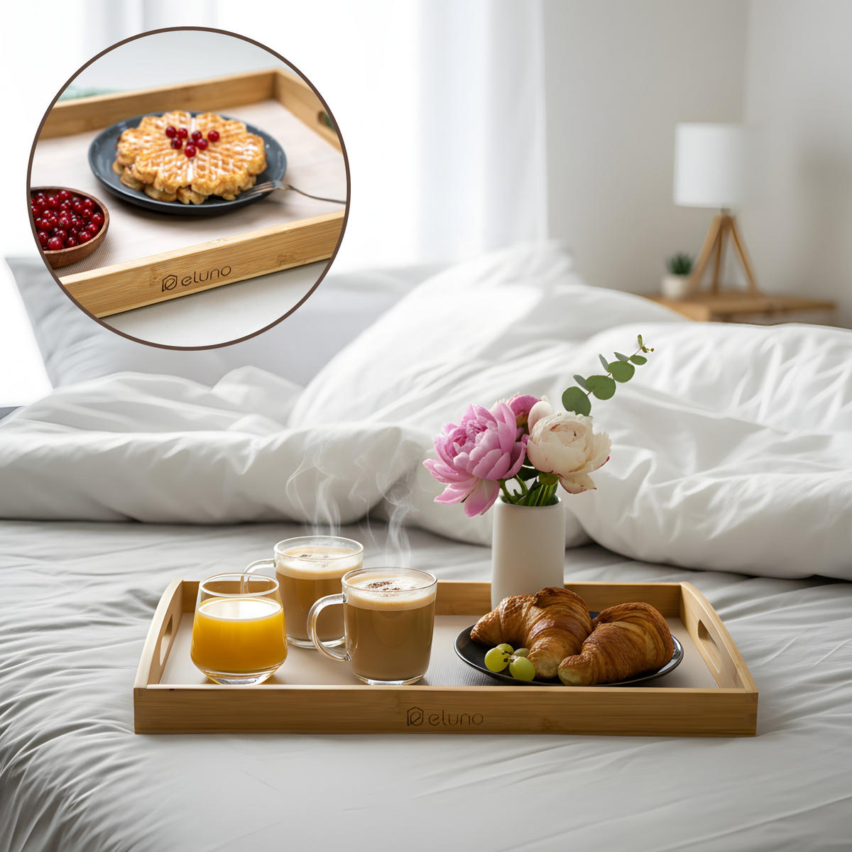 SERVIERTABLETT mit Griffmulden - Braun, Naturmaterialien (50/5/30cm) - eluno