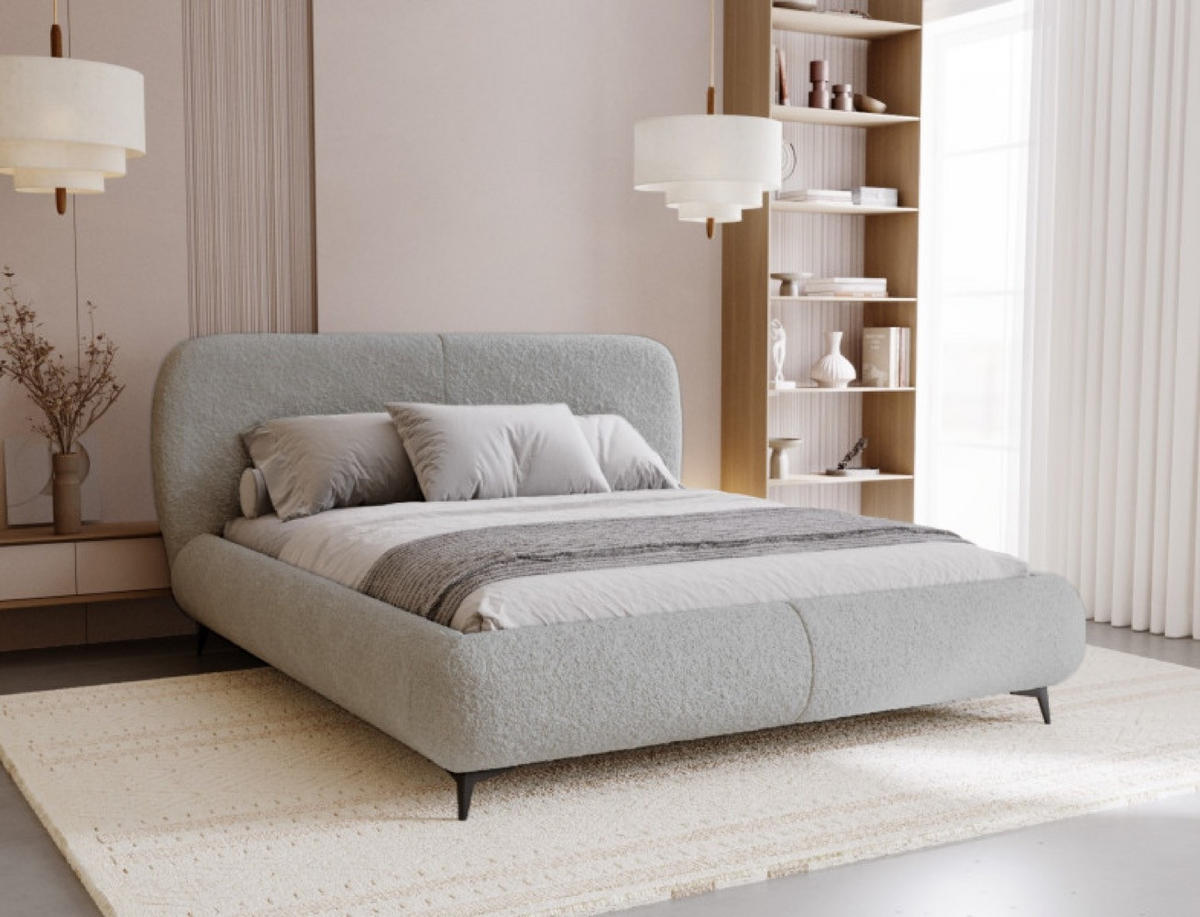 BETT Hellgrau ELLE Gepolstert 180x200 cm - Schwarz/Grau, Kunststoff/Textil (180/200cm) - Sepro Meble