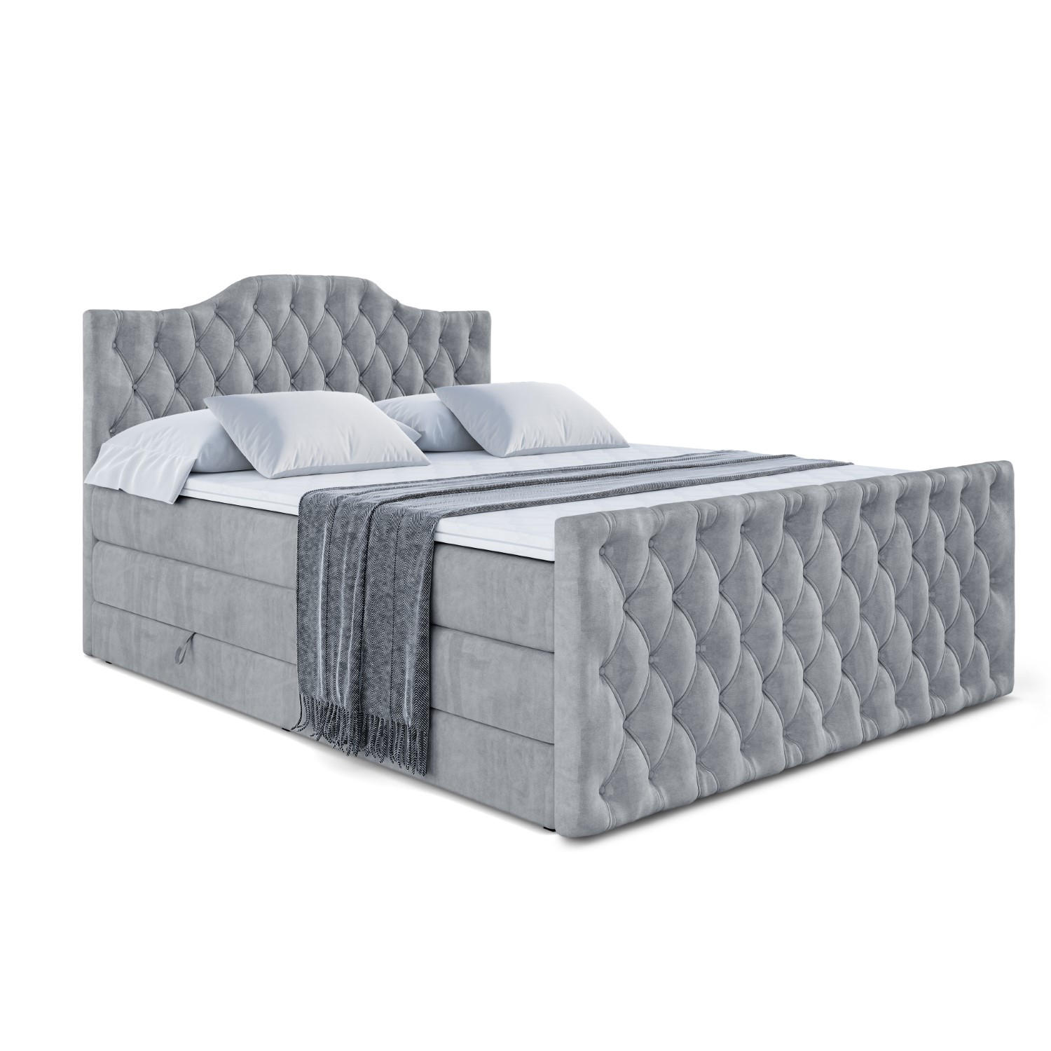BOXSPRINGBETT VILA-1-Z KING - 160x200 - H3/H4 - Grau - Grau, Holzwerkstoff (160/200cm) - ALTDECOR