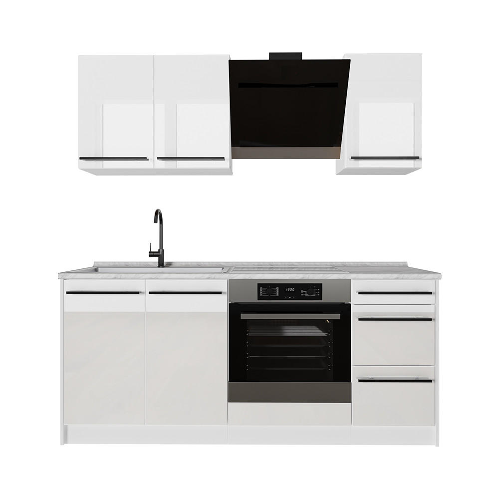 Vicco Singleküche Weiß Hochglanz, Weiß 180x206.8x60 cm
