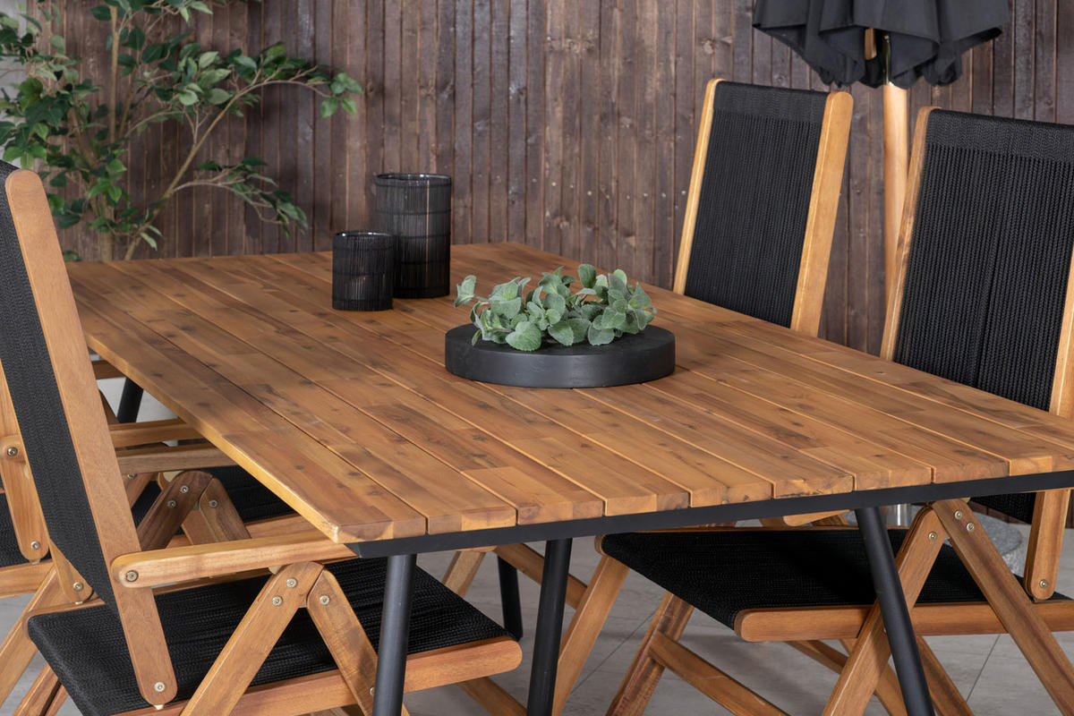 GARTENTISCHGRUPPE Schwarz - Schwarz, Holzwerkstoff - ebuy24