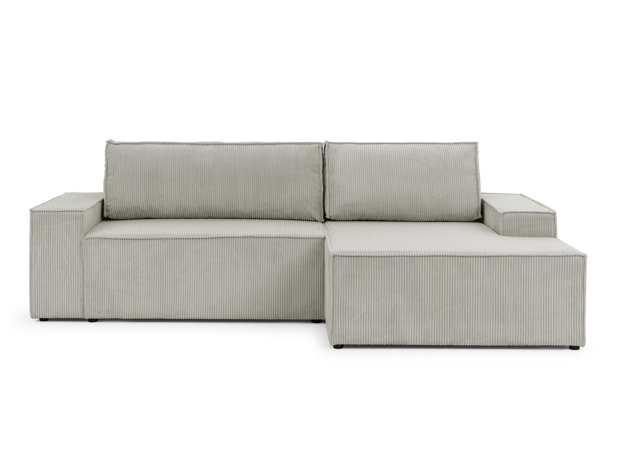 ECKSOFA Rivio mit Schlaffunktion und Bettkasten, Cordstoff Taupe - Taupe/Schwarz, Holz/Kunststoff (262/149cm) - S-Style