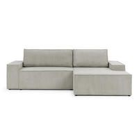 ECKSOFA Rivio mit Schlaffunktion und Bettkasten, Cordstoff Taupe - Taupe/Schwarz, Holz/Kunststoff (262/149cm) - S-Style
