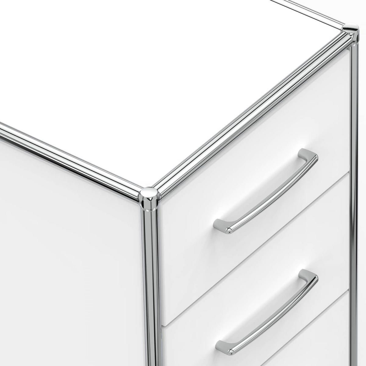 BÜRO-ROLLCONTAINER Holz, 40cm - 3 Schubladen, Weiss - Chromfarben/Silberfarben, Holzwerkstoff/Metall (40/66.5/39.7cm) - Versee