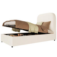 POLSTERBETT 90/200 cm Beige aus Bouclé mit Stauraum und Lattenrost - Beige, Holzwerkstoff (90/200cm) - OKWISH