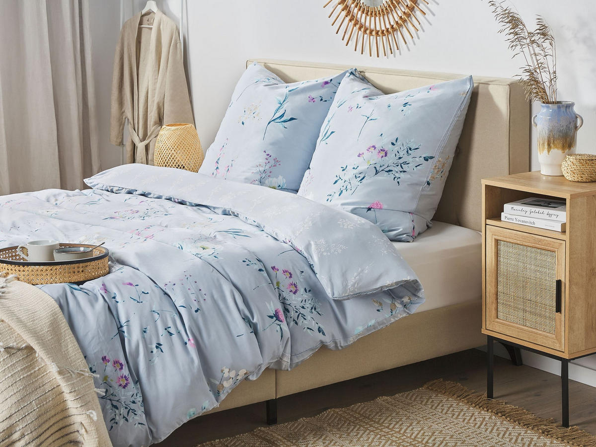 BETTWÄSCHE SET Evergreen 200/220 cm - Blau, Textil (200/220cm) - Beliani