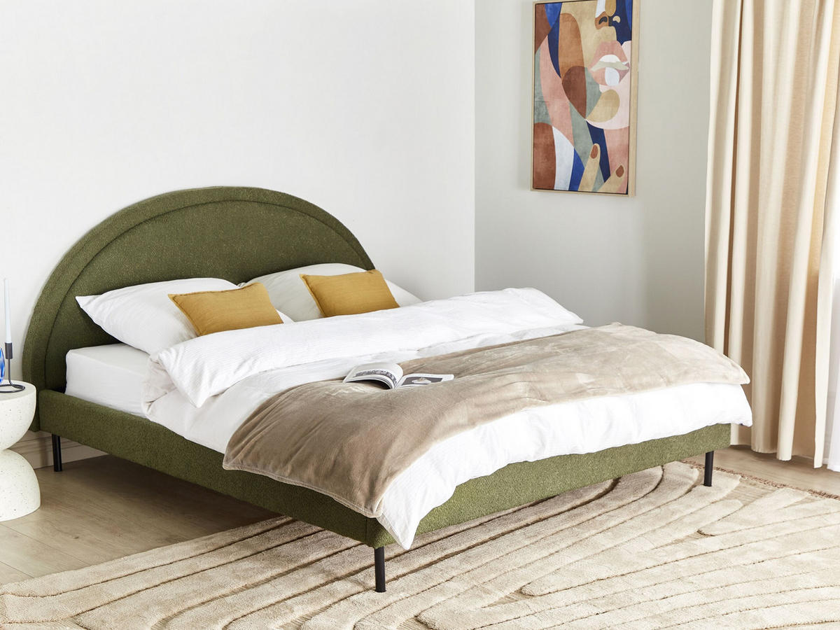 BETT mit Lattenrost 180x200 cm Grün Margut - Olivgrün, Textil (180/200cm) - Beliani