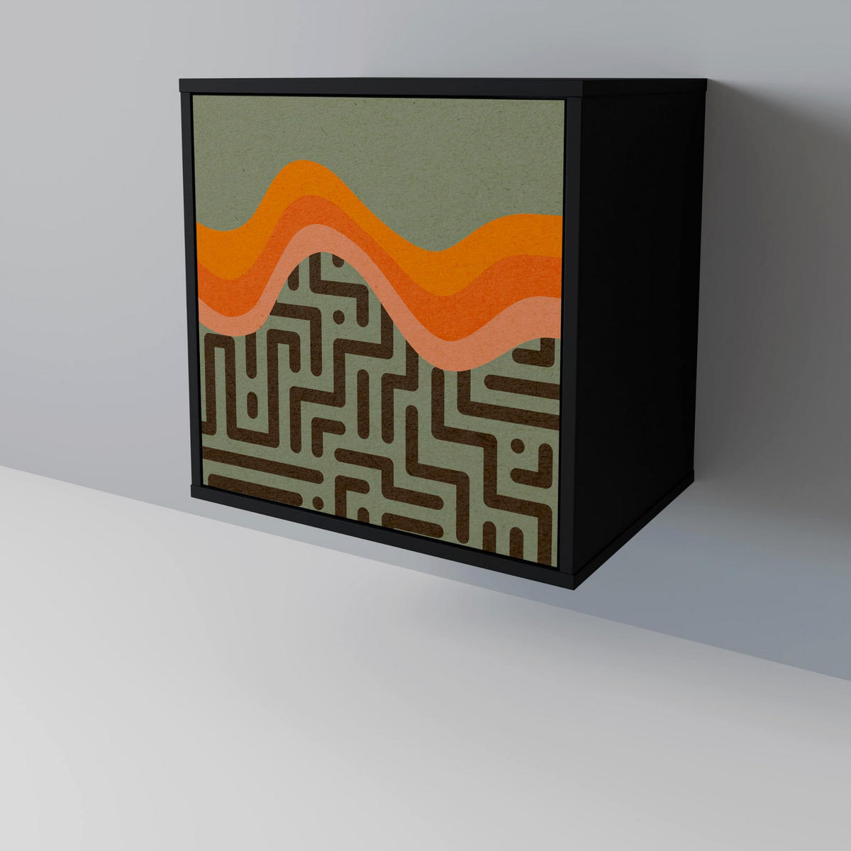 SIDEBOARD SIMPLE SOLUTIONS, Schwarz, 57,5x42x67,5 cm, Schwarze Metall-Rahmenfüße - Multicolor/Schwarz, Holzwerkstoff/Metall (57.5/67.5/42cm) - SpaceRebels