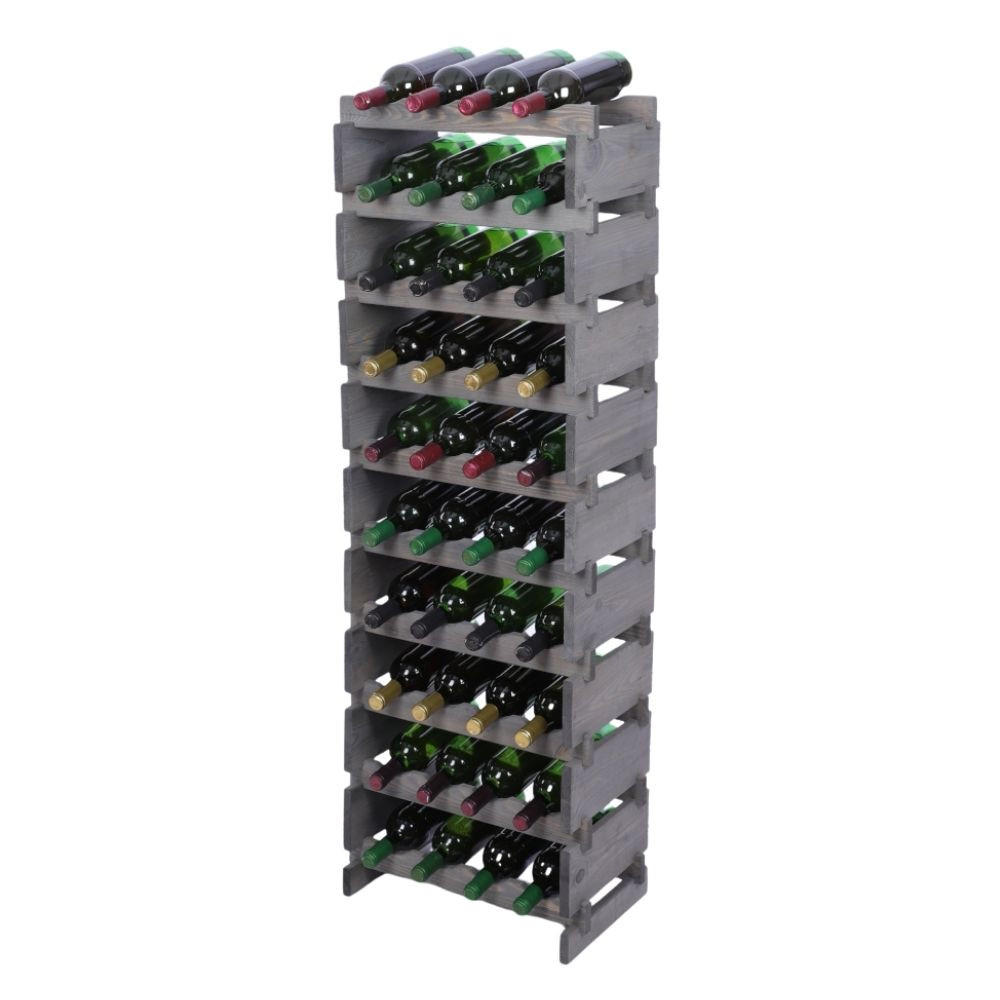 WEINREGAL VINOTECA FLEX PRO HxBxT 135x46x28cm 40 Flaschen auf 10 Ebenen Grau - Grau, Holz (46/135/28cm) - PROREGAL