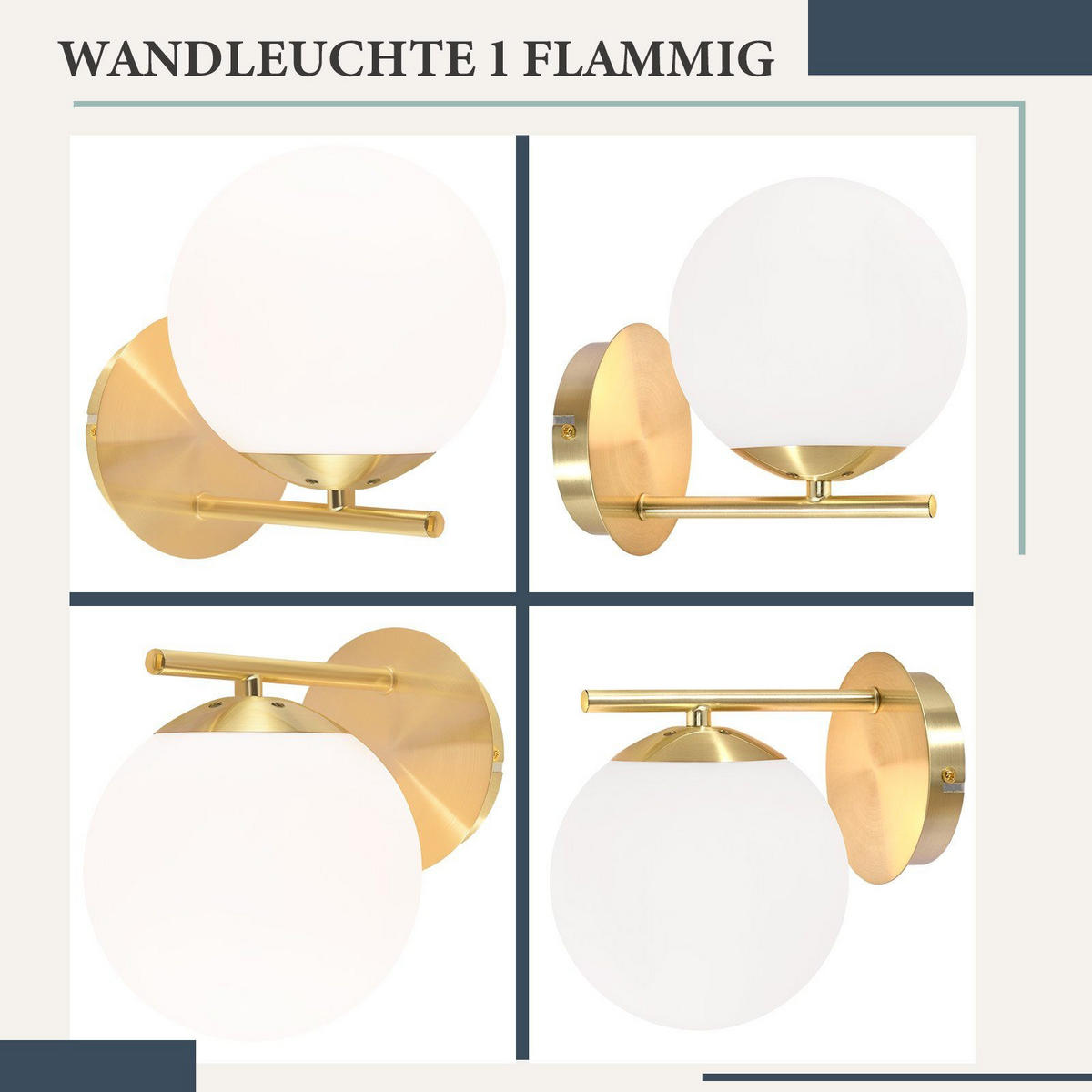 WANDLEUCHTE Quelle - Goldfarben, Metall (20/12/20cm) - Nettlife