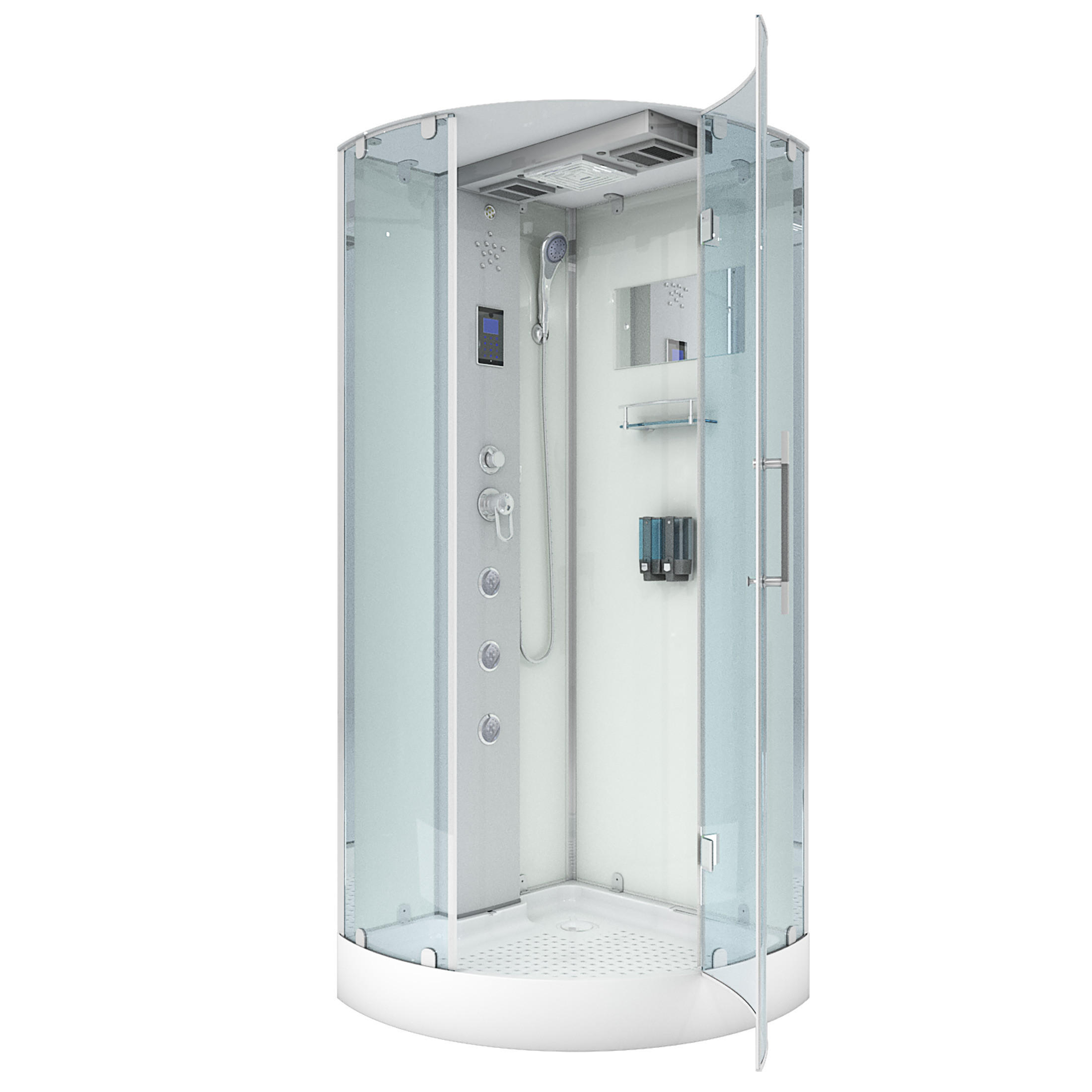 DAMPFDUSCHE Dusche D37-10R2 Weiß 90x90 - Weiß, Glas/Kunststoff (90/90/218cm) - AcquaVapore by Sandra Jentho