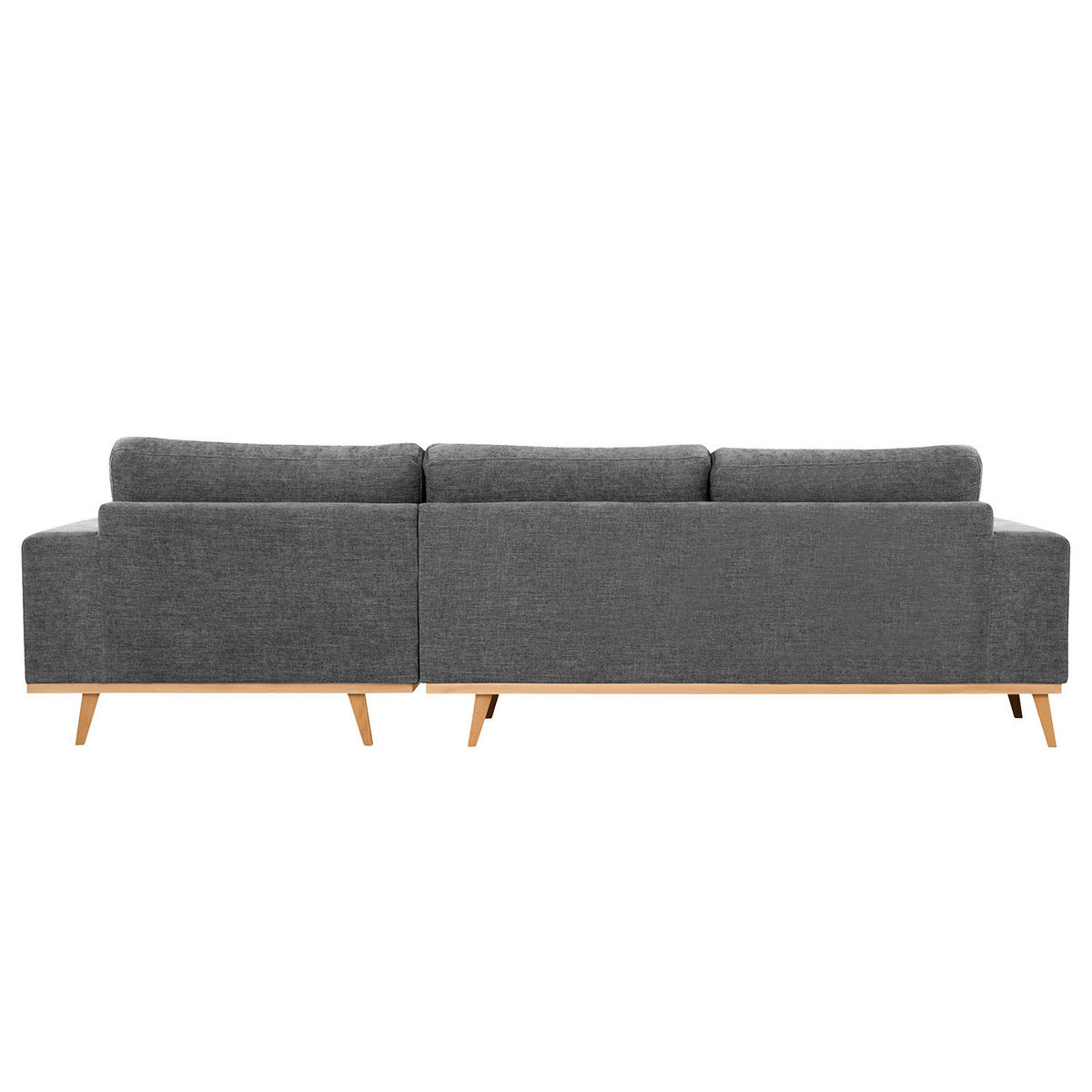 ECKSOFA mit Longchair - Dunkelgrau/Buchefarben, Buchenholz/Textil (281/153cm) - home24