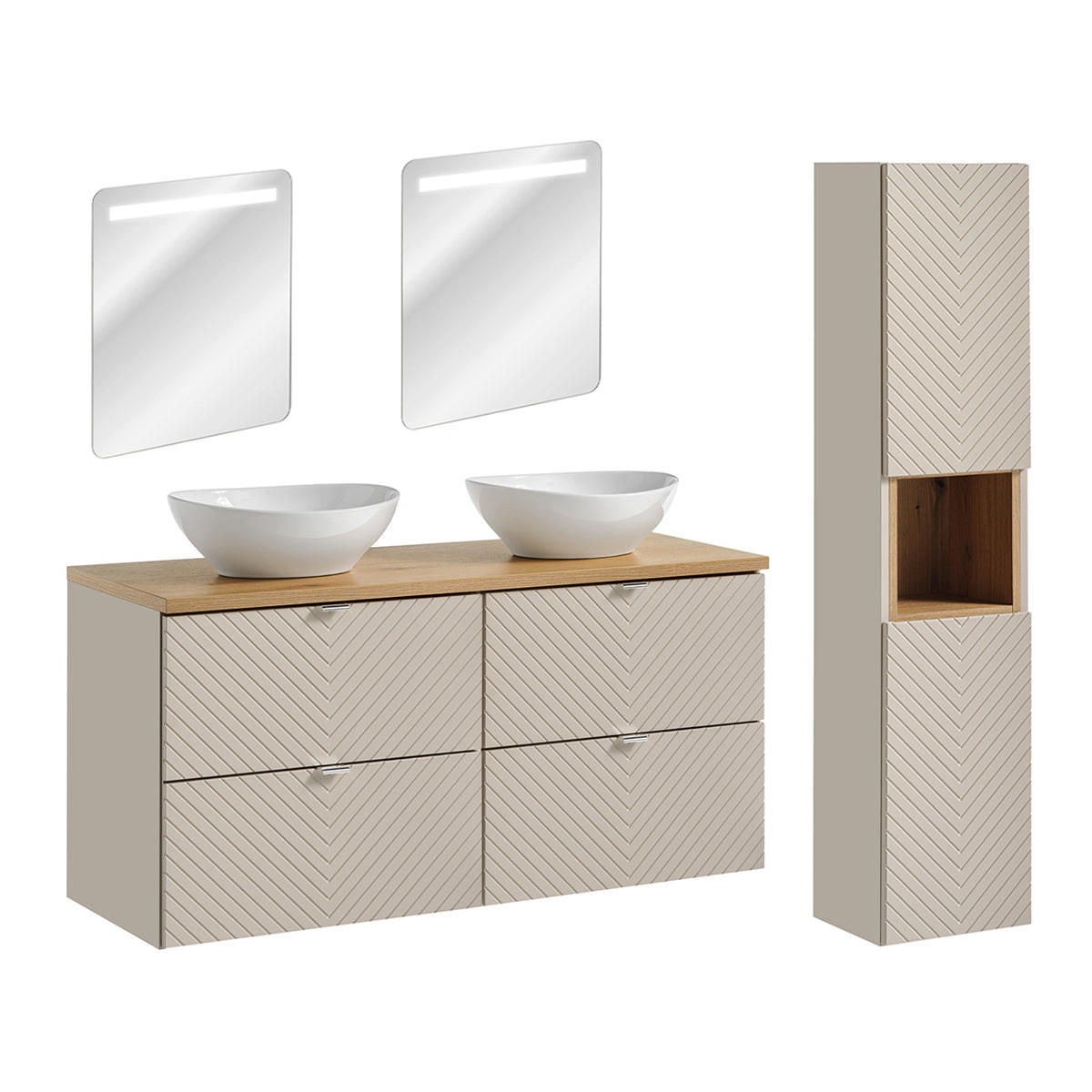 KOUPELNOVÝ NÁBYTEK 120.4cm Manoa 2er-Set Kašmír - béžová, kompozitní dřevo (120.4/59/40cm) - Petits-meubles