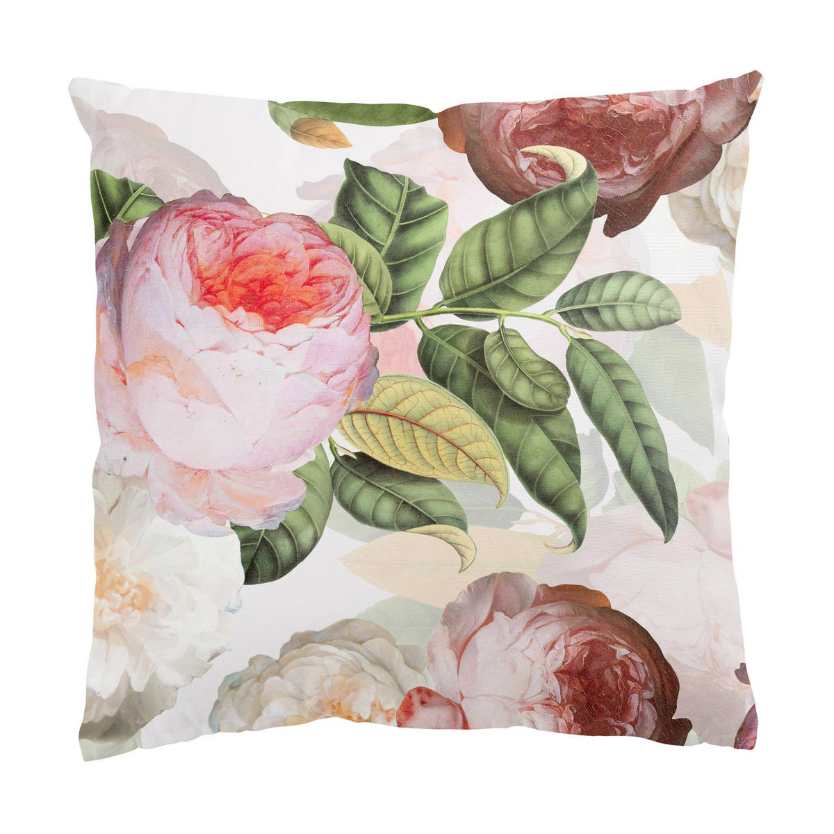KISSENBEZUG Pfingstrosen mit Blättern 40/40 cm - Rosa, Textil (40/40cm) - Bilderwelten