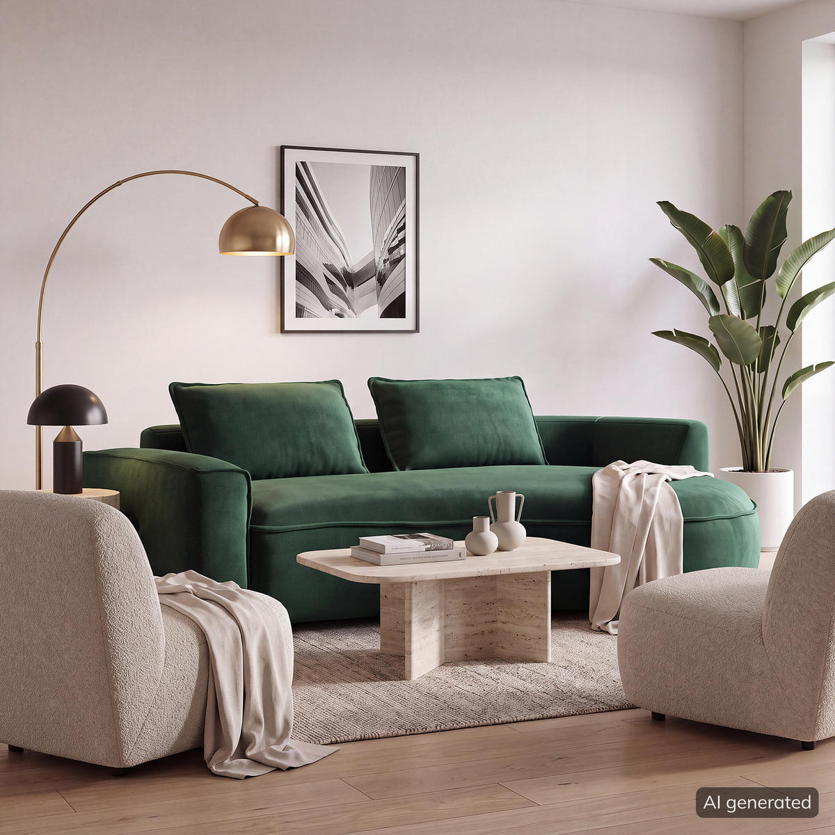 2,5-SITZER SOFA - Dunkelgrün/Schwarz, Kunststoff/Textil (217/82/146cm) - home24