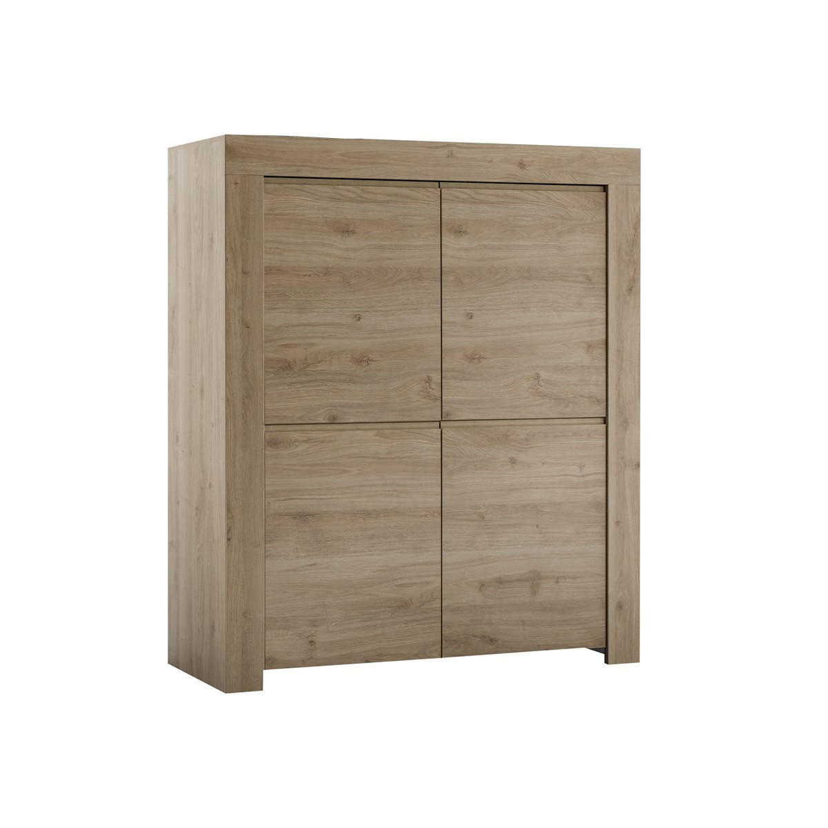 HIGHBOARD mit 4 Türen H140 cm - Firenze - Eichefarben, Holzwerkstoff (110/140/42cm) - Calicosy