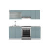 KÜCHE R-Line Blau-Grau/Weiß 200 cm ohne AP - Blaugrau/Weiß, Holzwerkstoff (200/81.6/46cm) - Vicco