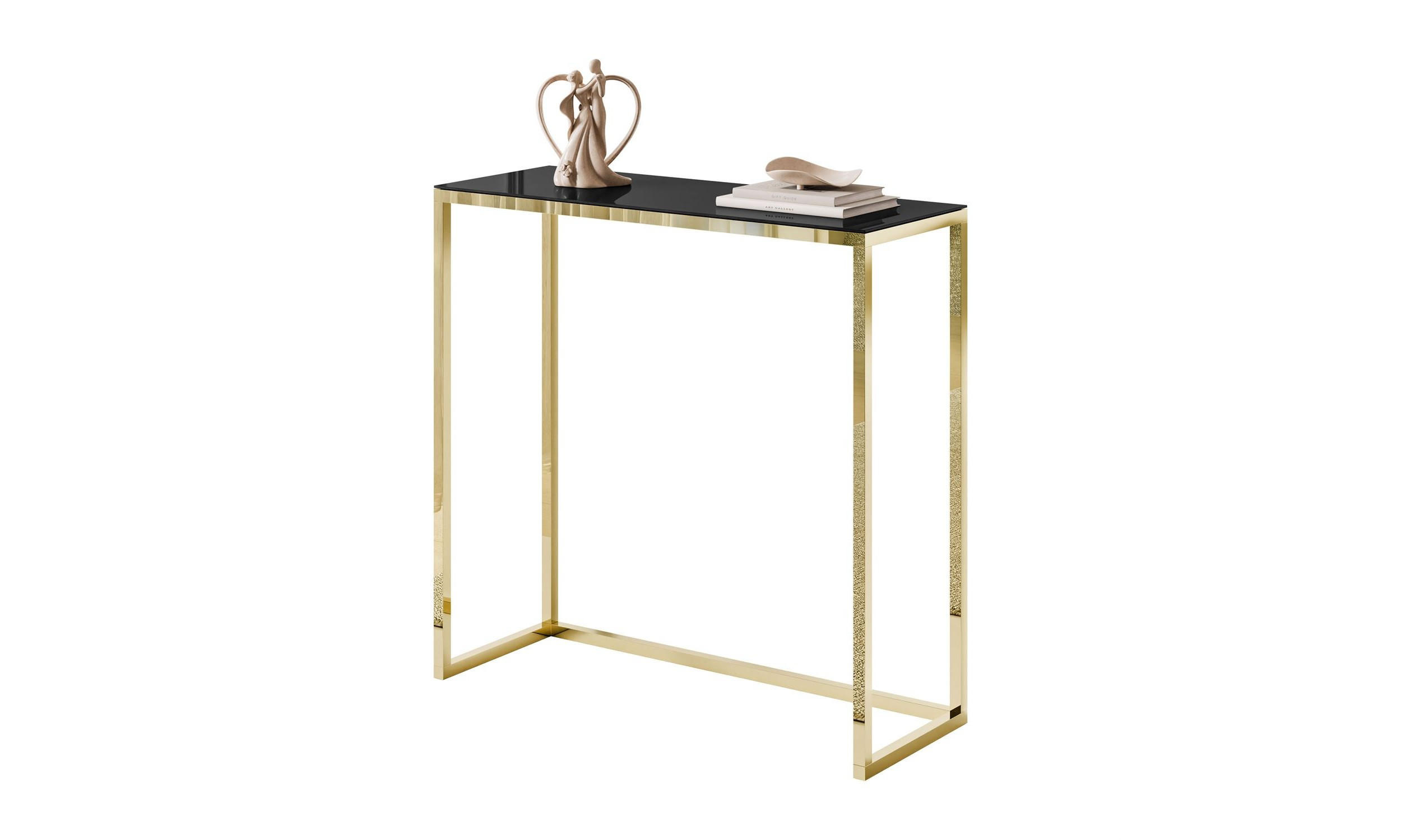 KONSOLE MODERN II GLASS 80/30/79 cm Goldchrom/Schwarz - Goldfarben/Schwarz, Glas/Metall (80/79/30cm) - Lookway