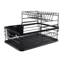 GESCHIRRABTROPFKORB 2-Stufig Abtropfschale Metall Schwarz - Schwarz, Kunststoff/Metall (43/27/32cm) - Livingandhome
