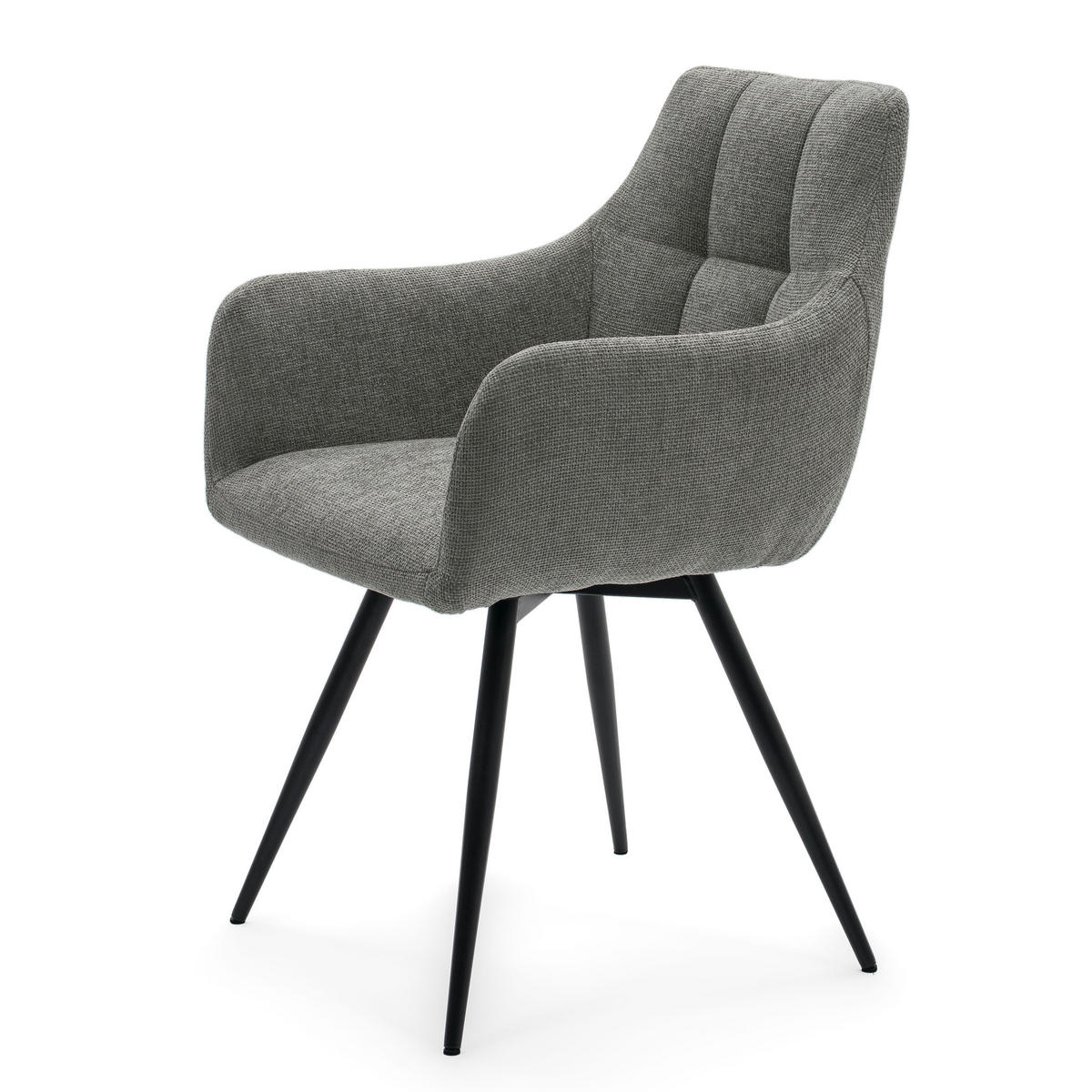 STUHL LUGANO drehbar gepolsterter mit Steppung - grau - Chenille - Schwarz/Grau, Textil/Metall (58/84/59cm) - NEW HOME