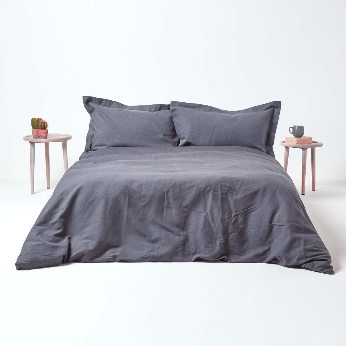 KISSENBEZUG Leinen mit Stehsaum - Dunkelgrau, Textil (48/74cm) - Homescapes
