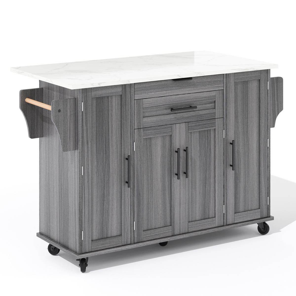KÜCHENINSEL mit ausziehbarer Arbeitsplatte 136 x 70 x 92 cm Grau - Grau, Holz (70/92/136cm) - Beauniv