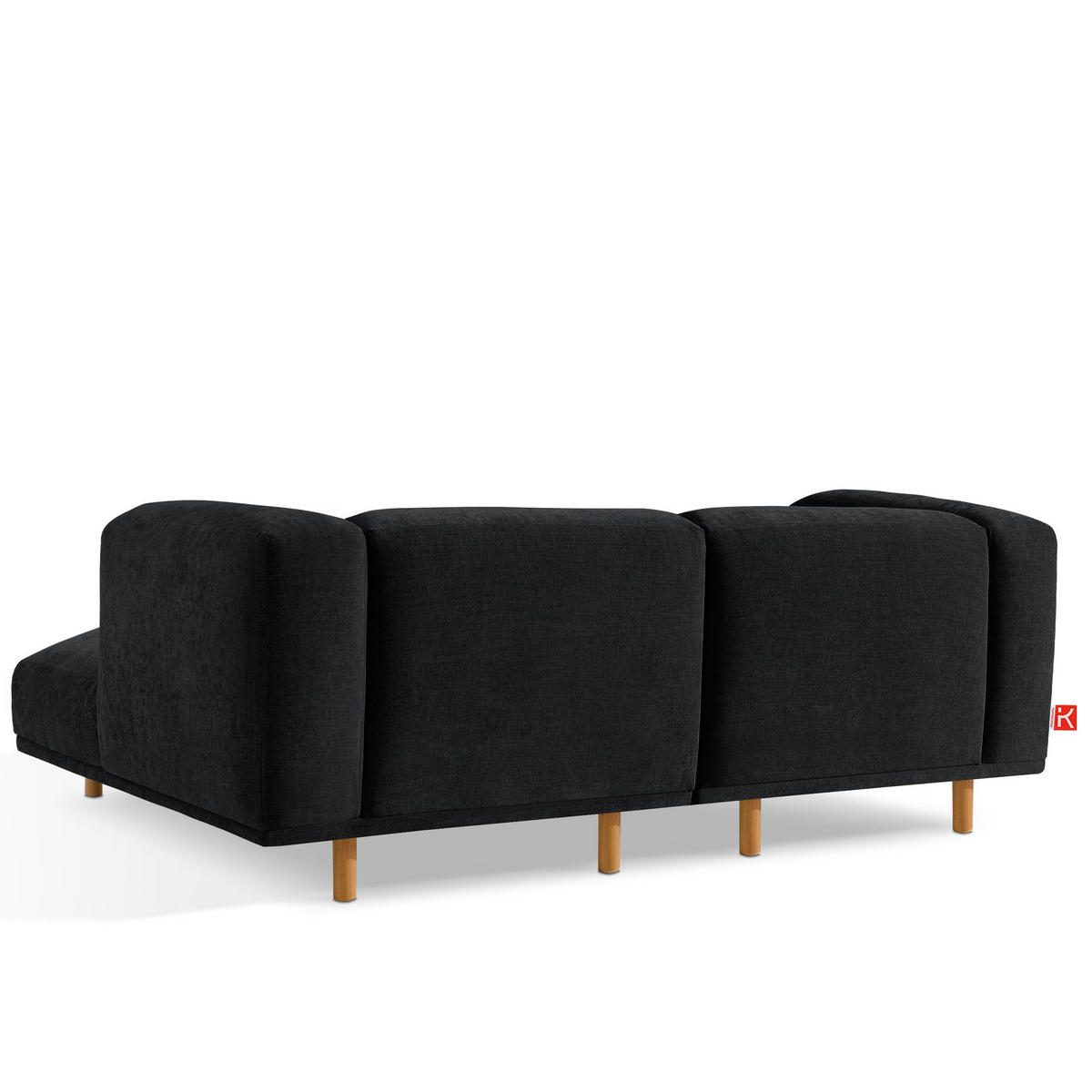 ECKSOFA-RECHTS FOSERO, Chenille-Stoff - Anthrazit/Buchefarben, Holz/Holzwerkstoff (204/155cm) - KONSIMO®