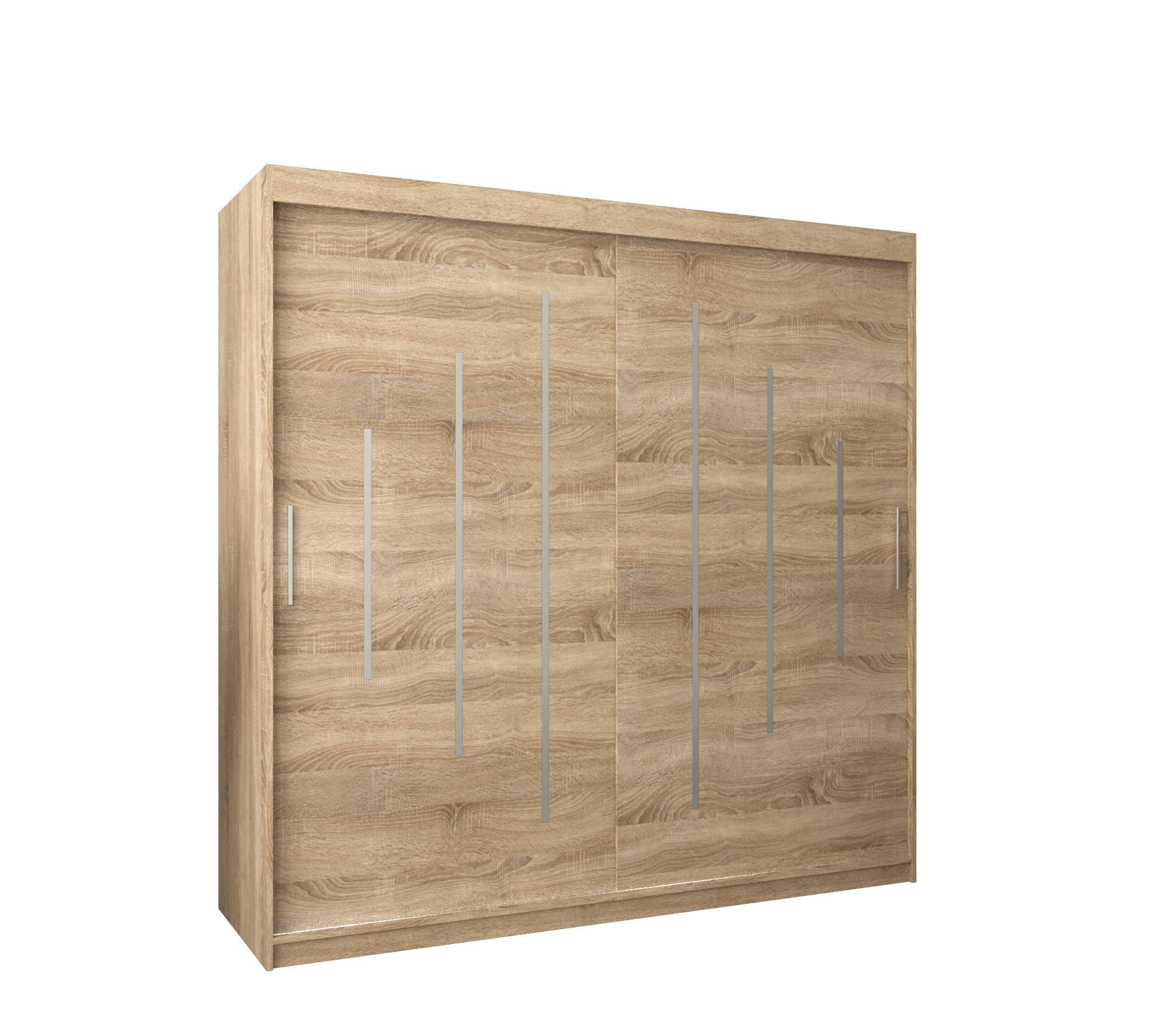 SCHWEBETÜRENSCHRANK 200/200/62 2-türig - Silberfarben/Sonoma Eiche, Holz/Kunststoff (200/200/62cm) - Abiks Möbel
