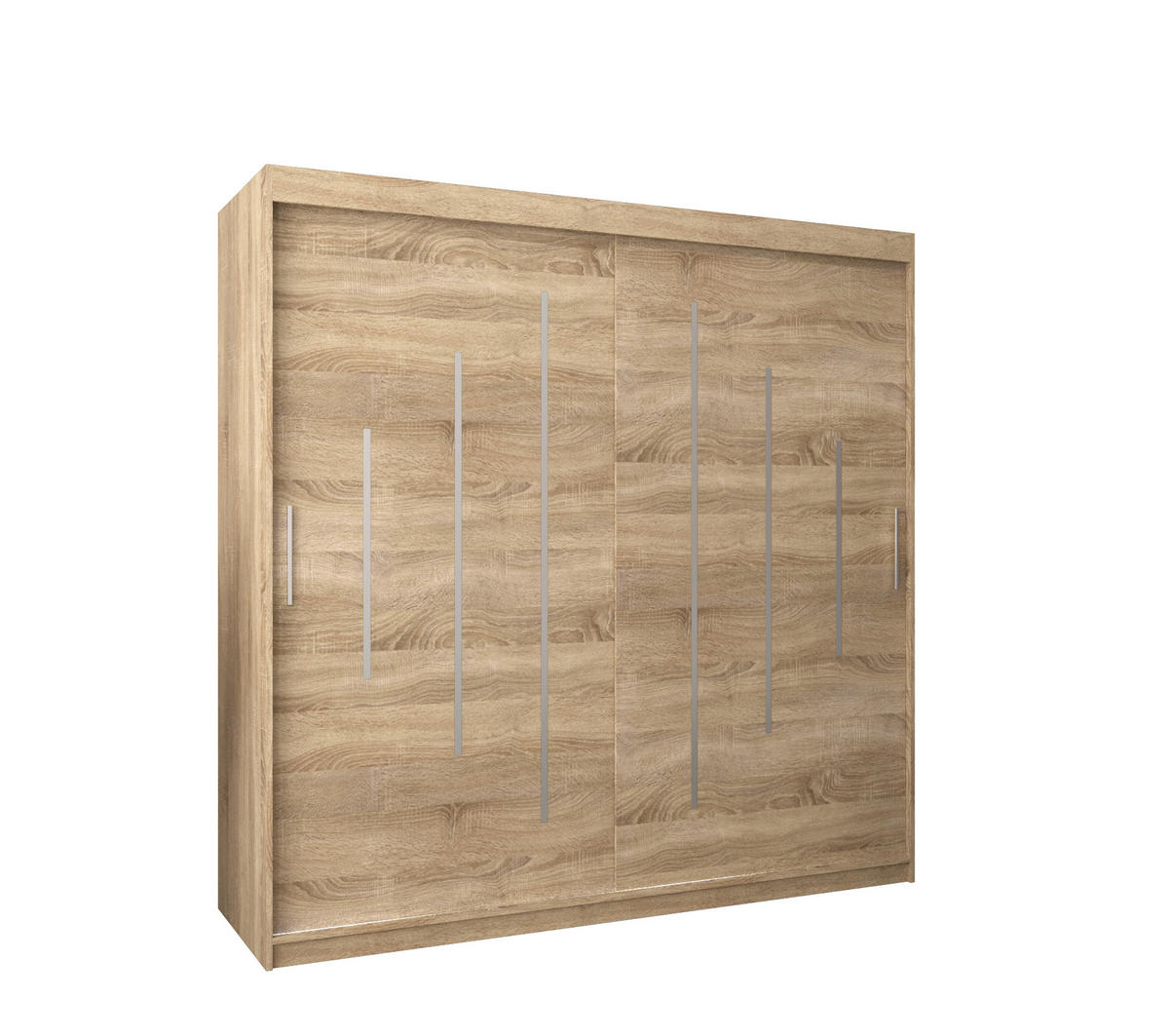 SCHWEBETÜRENSCHRANK 200/200/62 2-türig - Silberfarben/Sonoma Eiche, Holz/Kunststoff (200/200/62cm) - Abiks Möbel