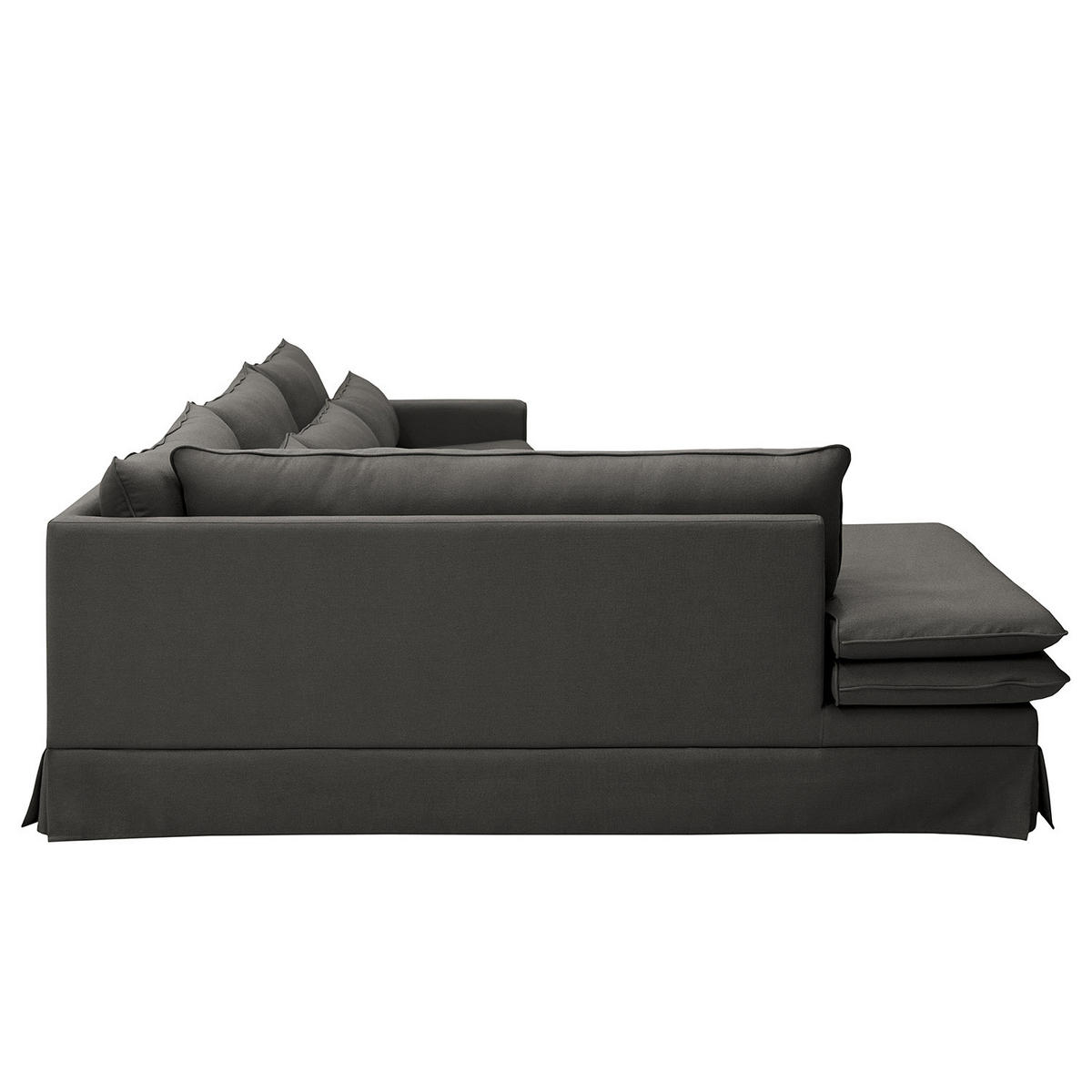 ECKSOFA mit Husse - Ottomane, Webstoff - Anthrazit/Schwarz, Kunststoff/Textil (299/222cm) - home24