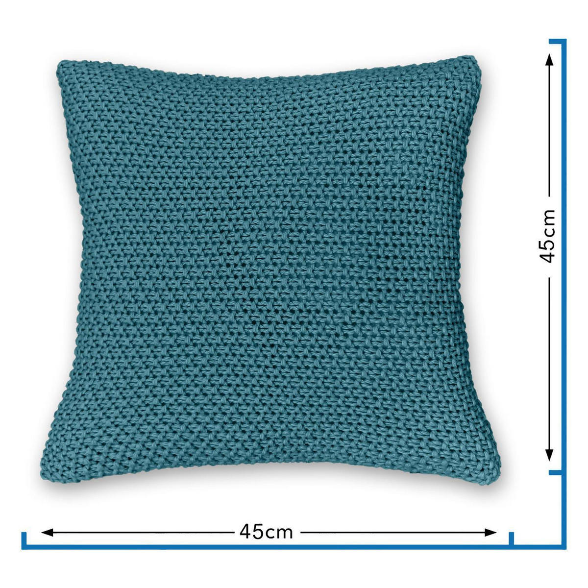 KISSENHÜLLE 2er Set Strick türkis 45/45 cm mit Reißverschluss - Türkis, Textil (45/45cm) - wometo