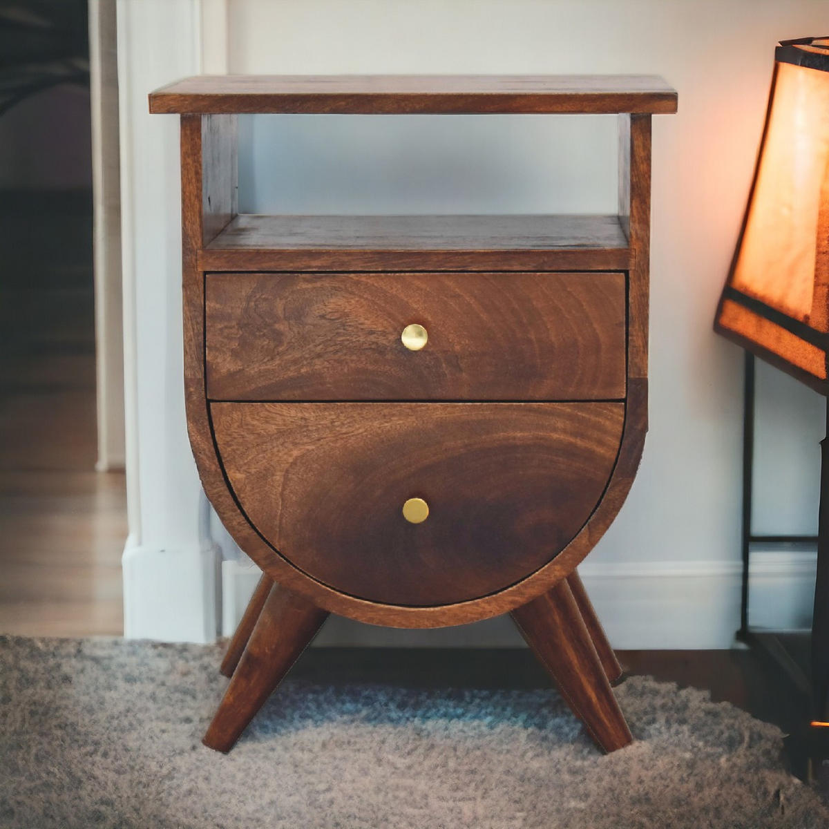 NACHTTISCH Split - Kastanienfarben/Messingfarben, Holz/Metall (40/52/35cm) - Artisan Furniture