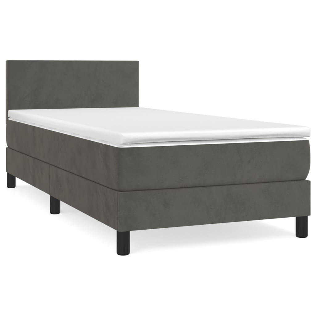 BOXSPRINGBETT 90/200 Cm Grau Samt - Dunkelgrau, Textil (90/203cm) - vidaXL