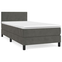 BOXSPRINGBETT 90/200 Cm Grau Samt - Dunkelgrau, Textil (90/203cm) - vidaXL