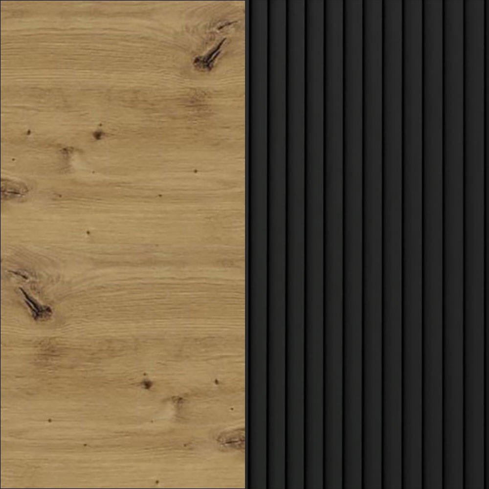 KÜCHENHÄNGESCHRANK Lamello W3/90 Schwarz Matt / Eiche Artisan 90 / 32,5 / 72cm - Eichefarben/Schwarz, Holz/Holzwerkstoff (90/72/32.5cm) - Feldmann-Wohnen