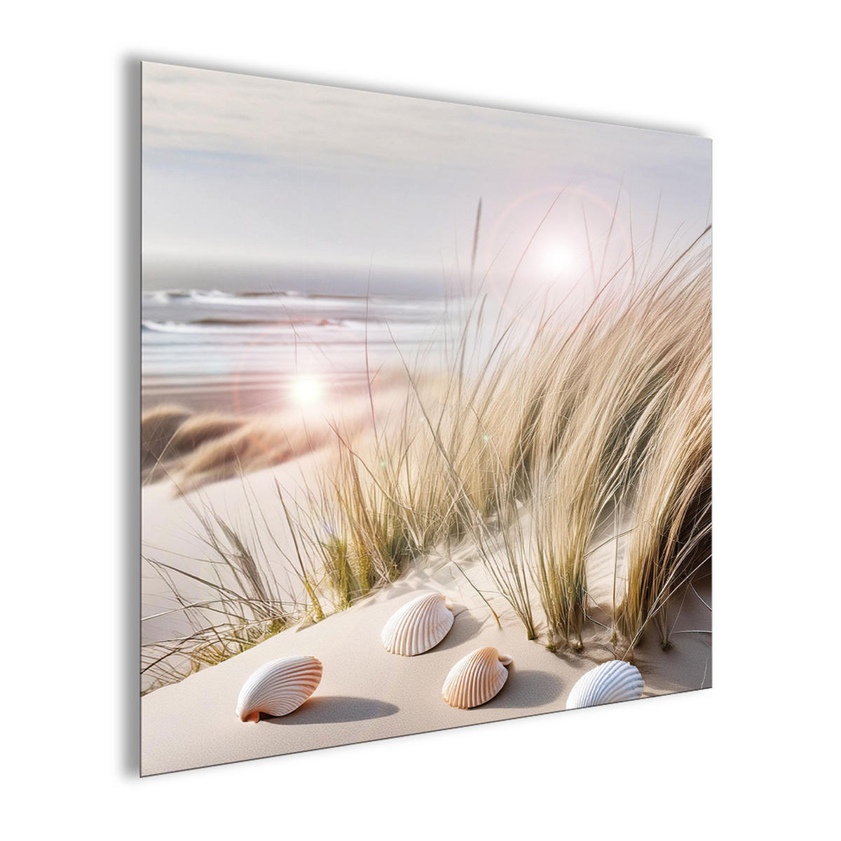 GLASBILD 50x50 cm Strand und Meer - Beige, Glas (50/50cm) - artissimo