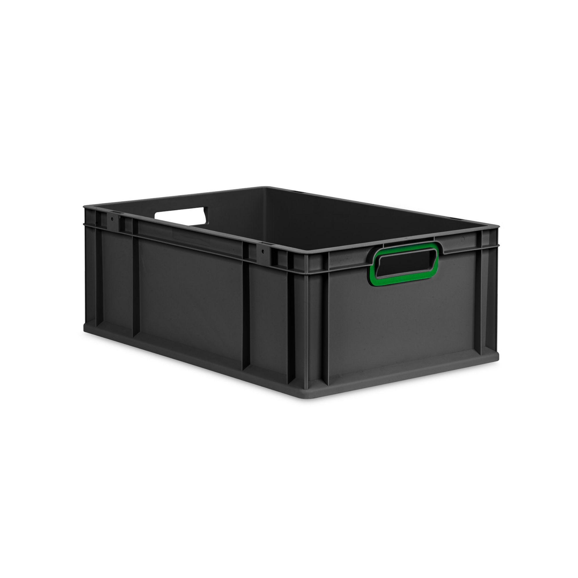 EUROBOX NextGen Color 22x40x60 cm 44 Liter Griffe grün offen, Schwarz - Schwarz/Grün, Kunststoff (40/22/60cm) - PROREGAL