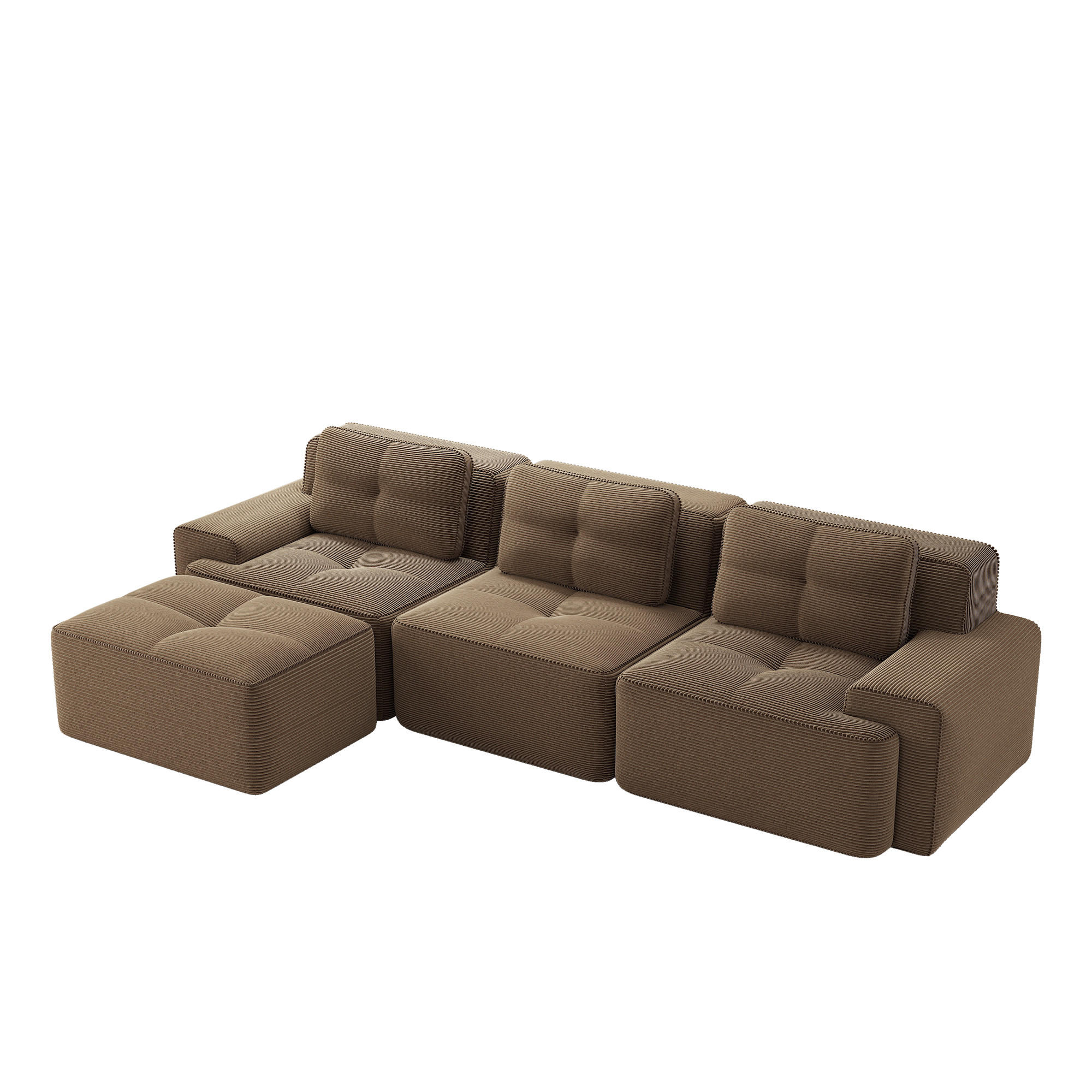 ECKSOFA DE-34113 3-Sitzer mit Ottoman Braun - Braun, Textil (177/293cm) - ComfortXL