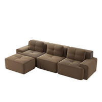 ECKSOFA DE-34113 3-Sitzer mit Ottoman Braun - Braun, Textil (177/293cm) - ComfortXL
