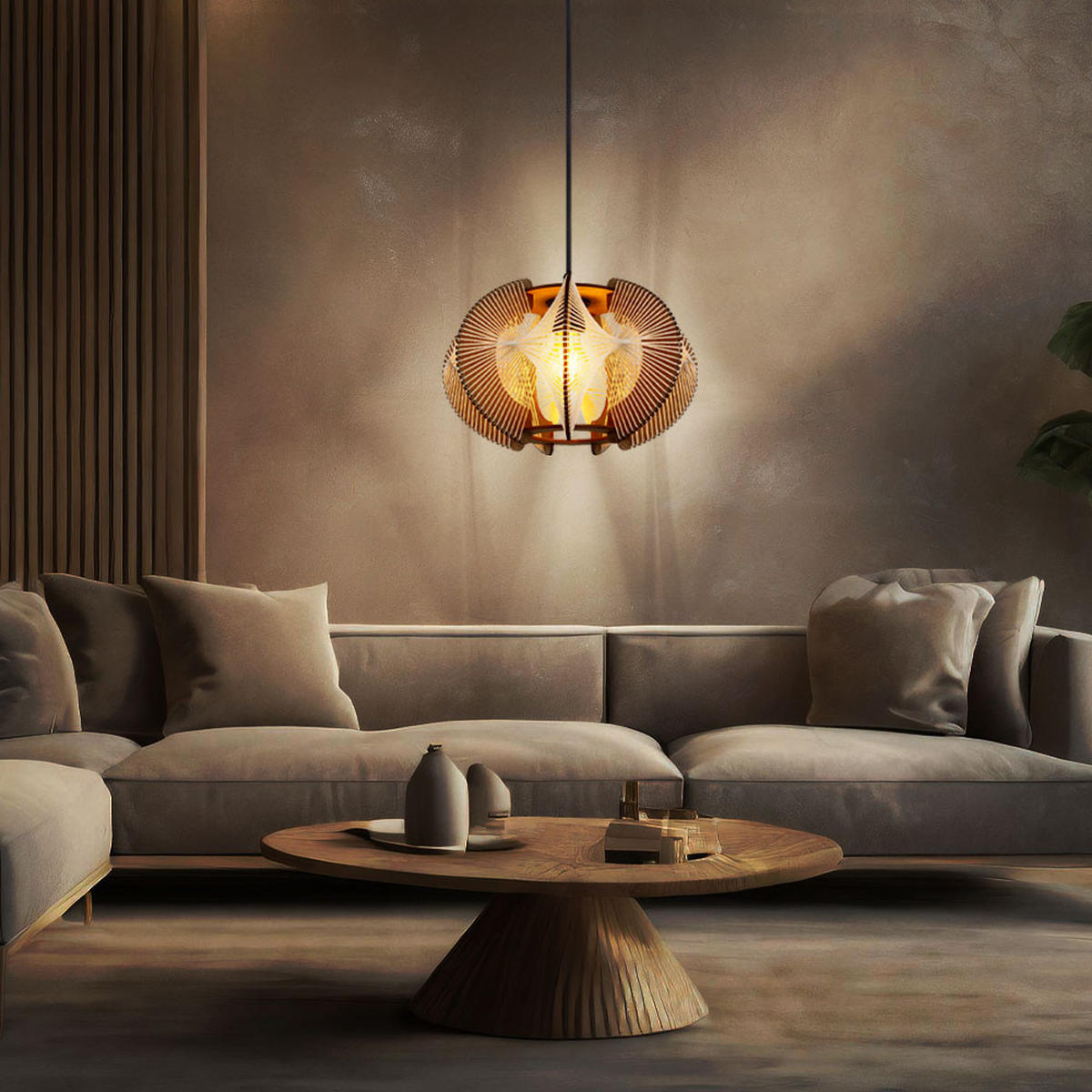 HÄNGELEUCHTE MDF Braun Naturfarben - Braun, Holz (44/44/150cm) - Nowa