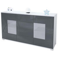 SIDEBOARD Grömitz Grau Hochglanz - Grau, Holzwerkstoff (138.5/75.5/35cm) - Vladon