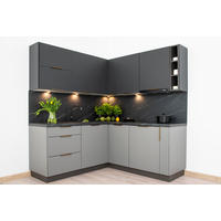 ECKKÜCHE 190 x 180 cm - MAX & KATE KS6-G350 - in Grau/Anthrazit - Anthrazit/Goldfarben, Holz/Holzwerkstoff (190/213.3/180cm) - Royal24_Markt