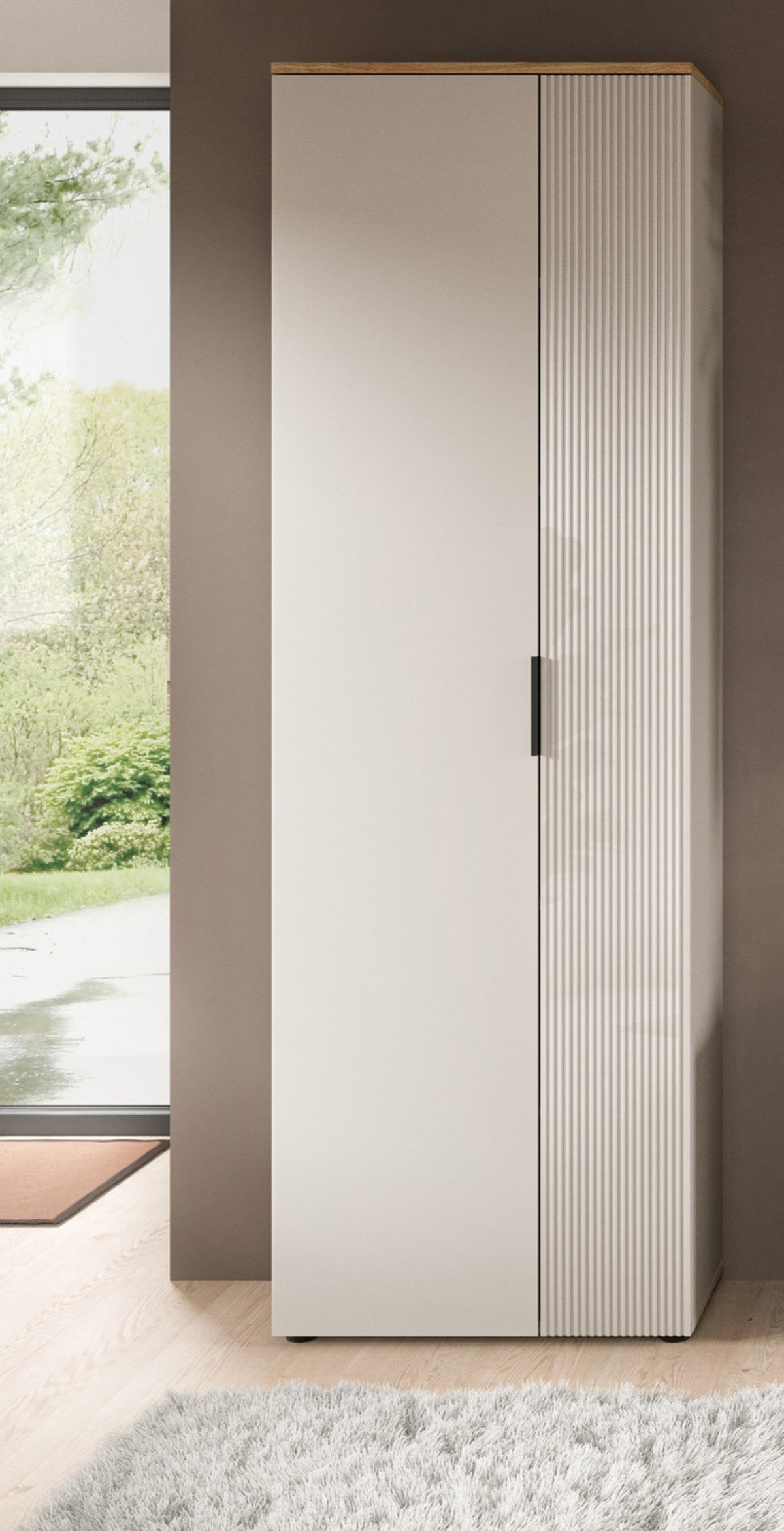 FLURSCHRANK Kaschmir Sand, Evoke Eiche, Schuhschrank 60 x 160 cm Skid - Kaschmir/Eichefarben, Holzwerkstoff/Kunststoff (60/190/36cm) - Inn.Furn