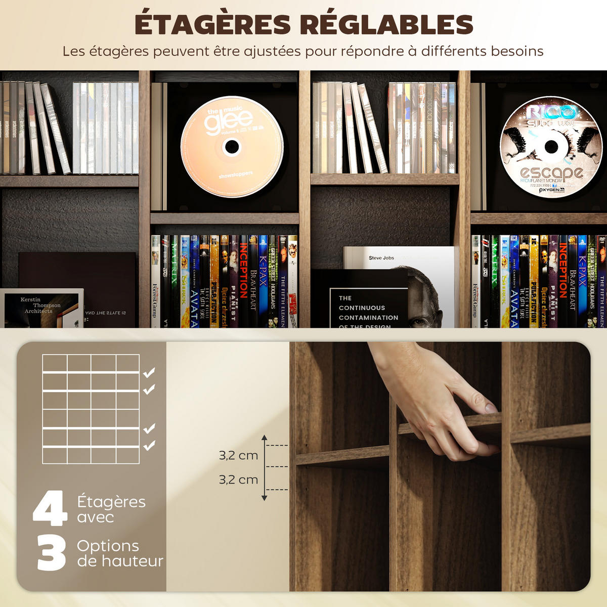 CD-REGAL DE-14505 mit verstellbaren Böden Braun - Braun, Holzwerkstoff (20/130.5/89cm) - ComfortXL