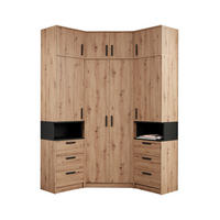 KLEIDERSCHRANK GRANT SET 14/A EICHE ARTISAN 143/235/143 - Schwarz/Eiche Artisan, Holzwerkstoff (143/235/143cm) - Marmex Möbel