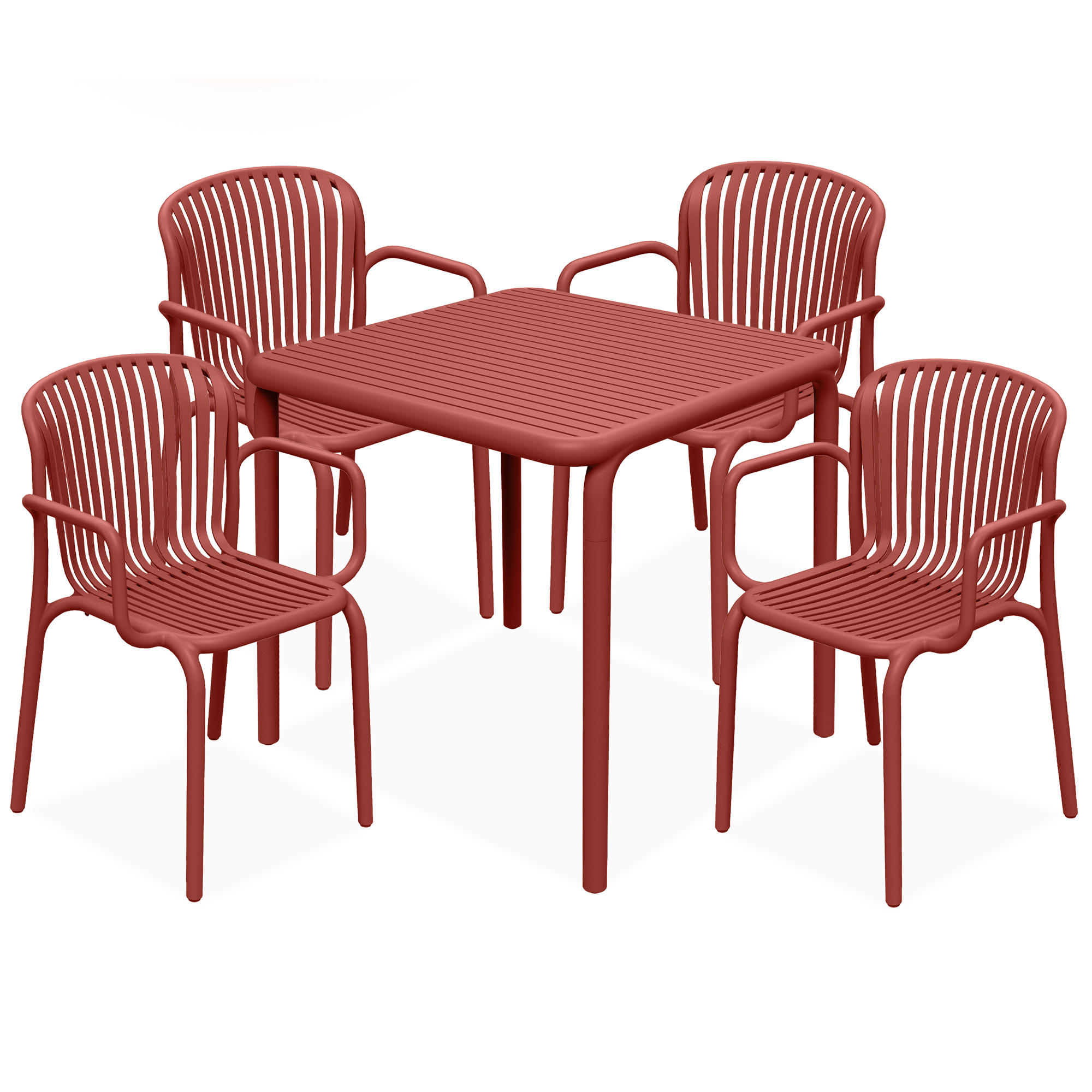 GARTEN ESSGRUPPE FICCARI, Gartenmöbel-Set 5-tlg, Rot - Rot, Kunststoff - KONSIMO®