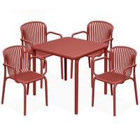 GARTEN ESSGRUPPE FICCARI, Gartenmöbel-Set 5-tlg, Rot - Rot, Kunststoff - KONSIMO®