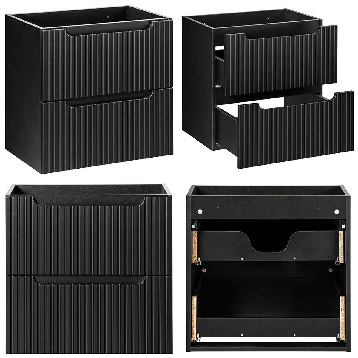 BADMÖBEL-SET 4-TLG. Newport-56 - Schwarz, Holzwerkstoff (180/200/40cm) - Lomado